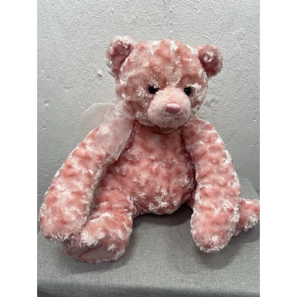 GUND LIFE 15 IN PINK SITTING DOWN BEAR PLUSH WITH BOW